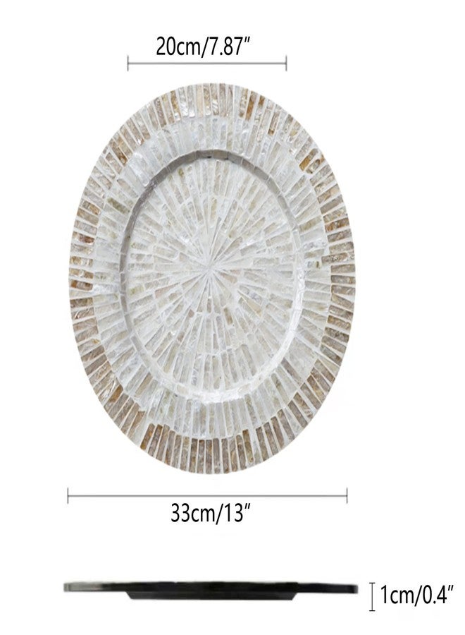 i-lan 13Inch 2 Pack Mother Of Pearl Decorative Plates for Display, Sea Shell Inlay Wood Charger Plates for Dining, Party, Modern and Rustic Decoration Placemats for Dinner Plates,Champagne Gold - Image 2