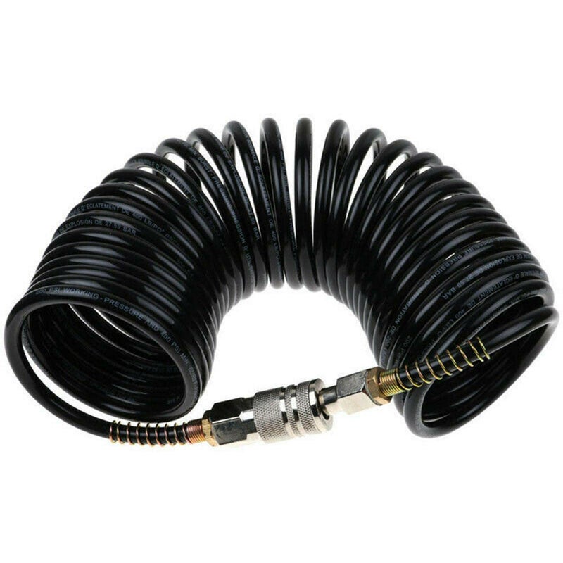 ELEGICKLIP 25ft Air Compressor Hose with Bend Restrictor and 1/4 Quick Coupler - Coiled Flexible Air Hose with Solid Copper Connectors - Image 1