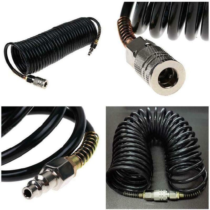 ELEGICKLIP 25ft Air Compressor Hose with Bend Restrictor and 1/4 Quick Coupler - Coiled Flexible Air Hose with Solid Copper Connectors - Image 3