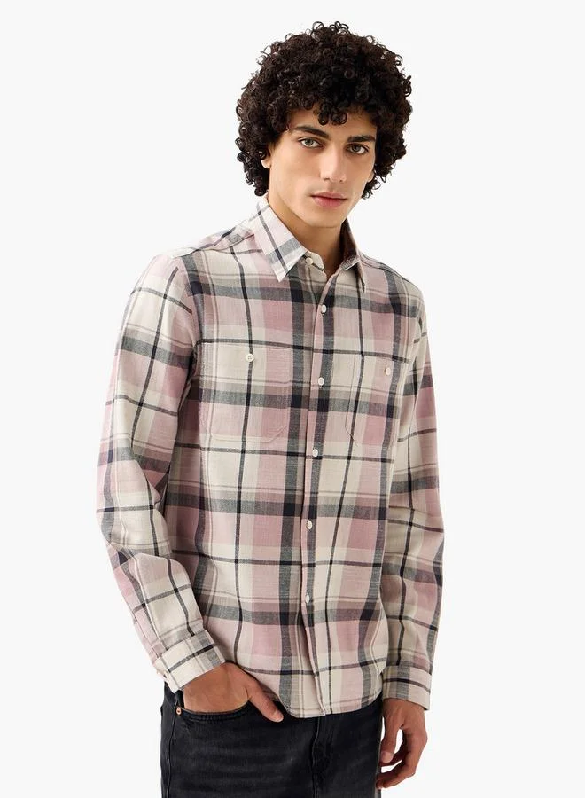 Lee Cooper Lee Cooper Men Regular Fit Collared Checked Long Sleeves Shirt