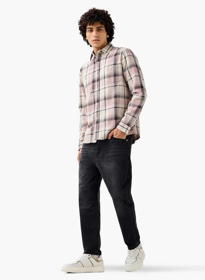 Lee Cooper Lee Cooper Men Regular Fit Collared Checked Long Sleeves Shirt