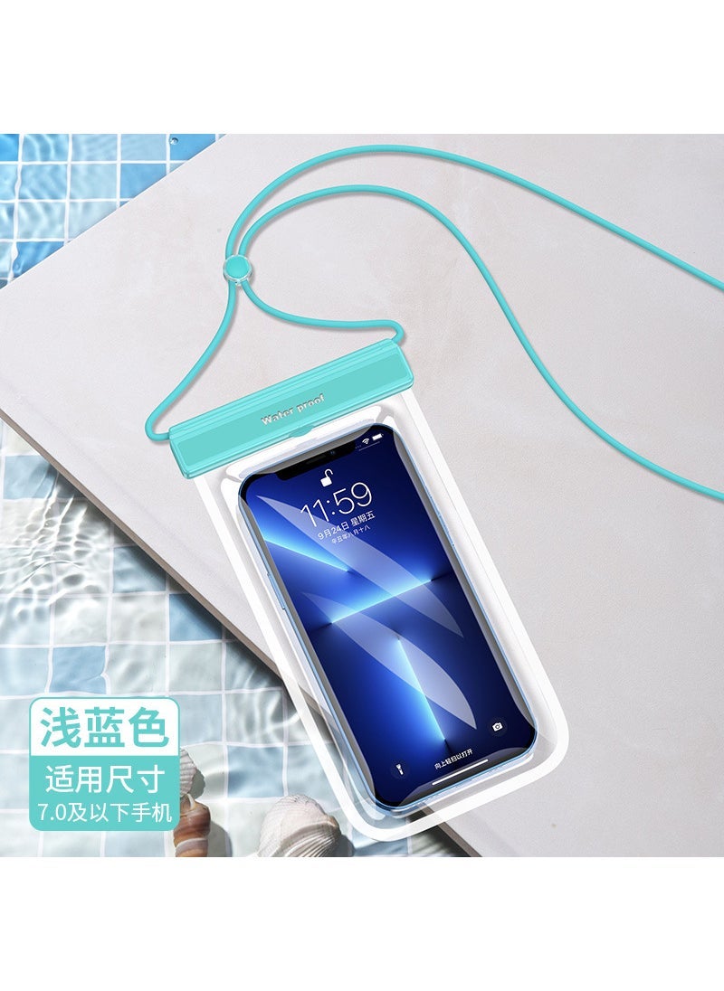 general New swimming diving mobile phone waterproof bag tpu touch screen dustproof Waterproof mobile phone bag transparent mobile phone waterproof case Light Blue