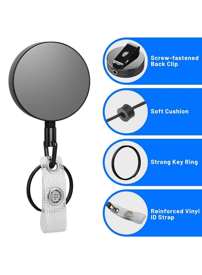 selizo 3 Pcs Heavy Duty Badge Reels Retractable Badge Holder Selizo Metal Retractable Keychain Badge Reel Id Badge Holder Retractable With Belt Clip Key Ring For Key Name Card Holder - Image 4