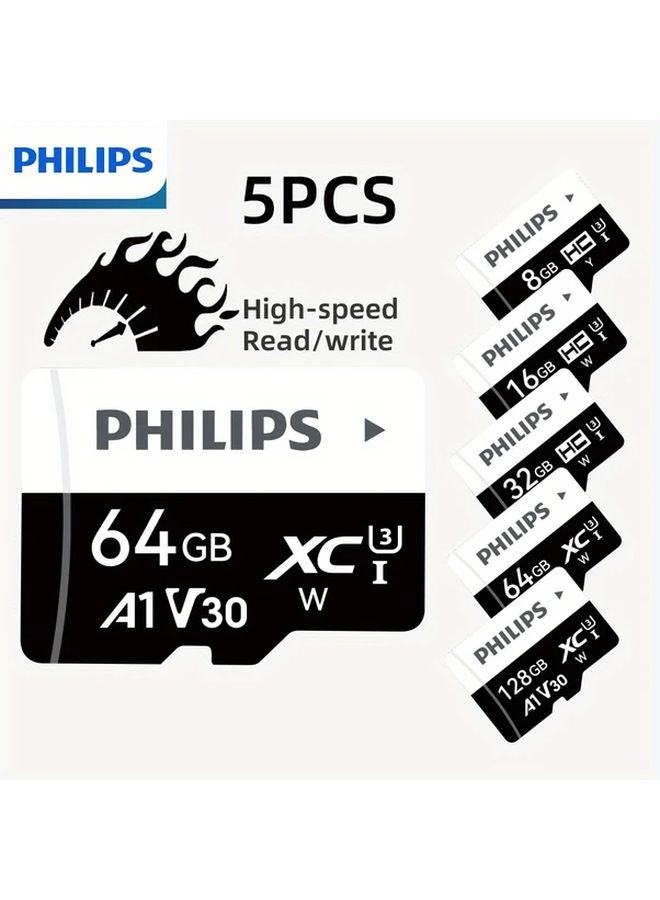 فيليبس حزمة من 5 بطاقات ذاكرة إس دي بسعة 64 جيجابايت - تخزين مستقر للهاتف والكمبيوتر والكاميرا - Image 2