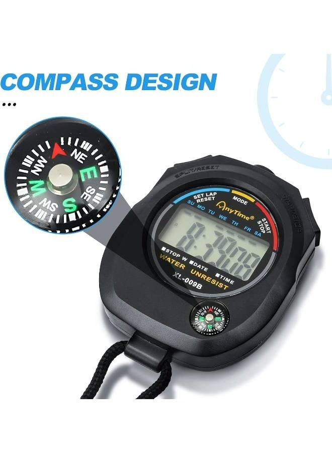 Stopwatch Timer - Professional Digital Handheld Timer, Multi-function Electronic LCD Stop Watch with Date Time and Alarm Function, Suitable for Sports Coaches Fitness Coaches and Referees - Image 3