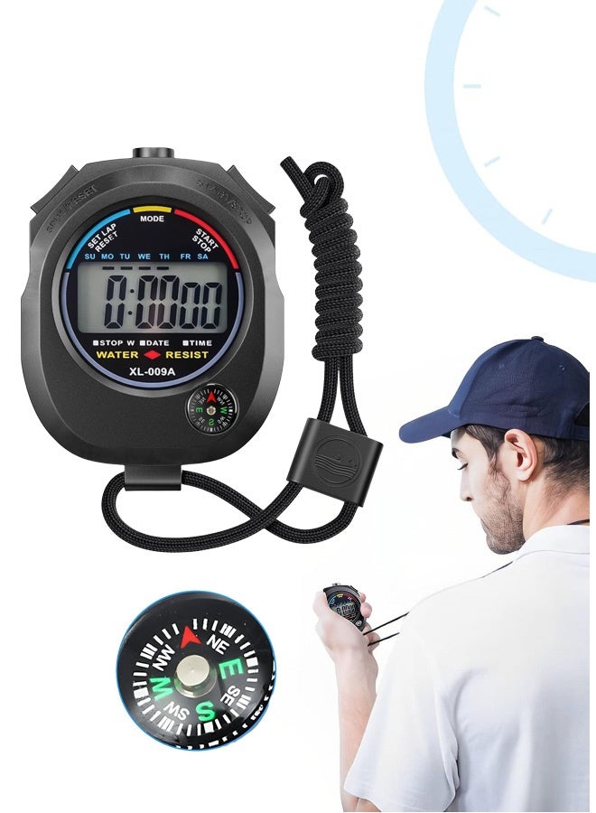 Stopwatch Timer - Professional Digital Handheld Timer, Multi-function Electronic LCD Stop Watch with Date Time and Alarm Function, Suitable for Sports Coaches Fitness Coaches and Referees - Image 1