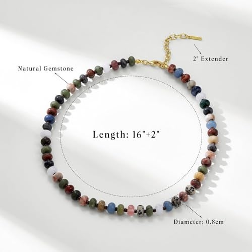 KissYan Beaded Necklaces for Women, Gemstone Bead Boho Choker, Natural Stone Handmade Fashion Autumn Winter Jewelry Gifts Silent Jungle - Image 5