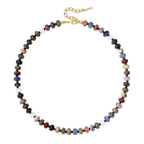 KissYan Beaded Necklaces for Women, Gemstone Bead Boho Choker, Natural Stone Handmade Fashion Autumn Winter Jewelry Gifts Silent Jungle - Image 1