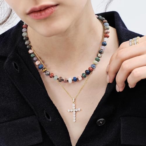 KissYan Beaded Necklaces for Women, Gemstone Bead Boho Choker, Natural Stone Handmade Fashion Autumn Winter Jewelry Gifts Silent Jungle - Image 4