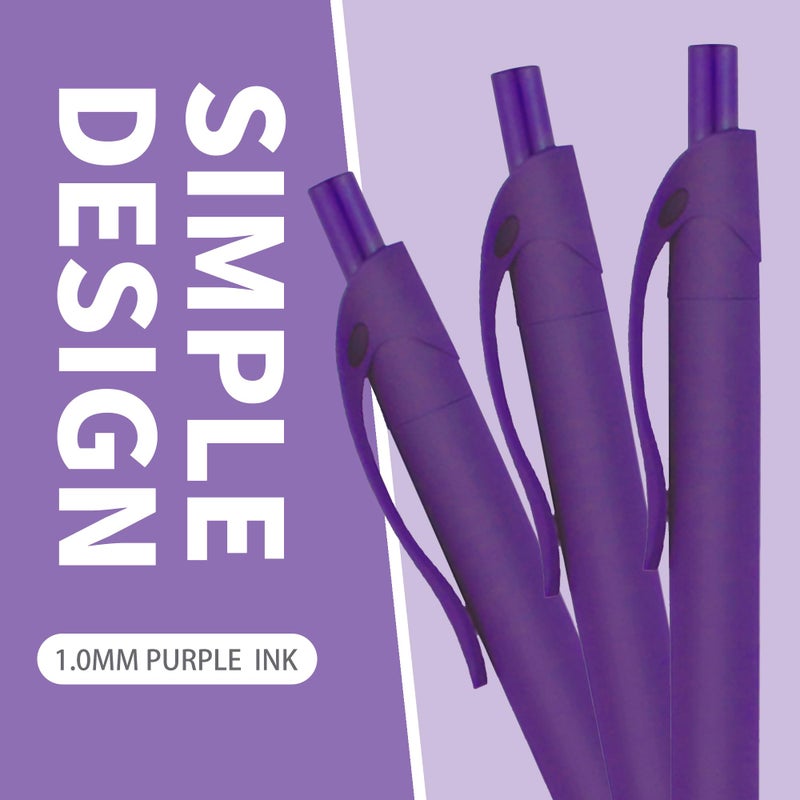 deegtran Pens Bulk, 50 Pack No Bleed Purple Click Pens, Wholesale Retractable Ballpoint Pens, Medium Point, Smooth Ink Pens, 1.0MM Purple Ink - Image 2