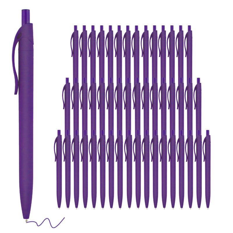 deegtran Pens Bulk, 50 Pack No Bleed Purple Click Pens, Wholesale Retractable Ballpoint Pens, Medium Point, Smooth Ink Pens, 1.0MM Purple Ink - Image 1