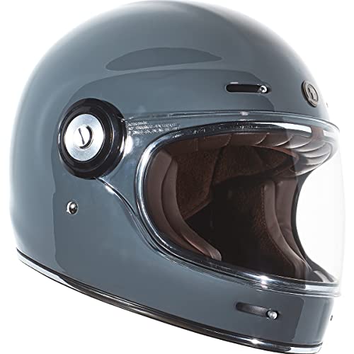 TORC T1 Unisex-Adult Retro Full face Motorcycle Helmets, Gloss Grey, Large - Image 2