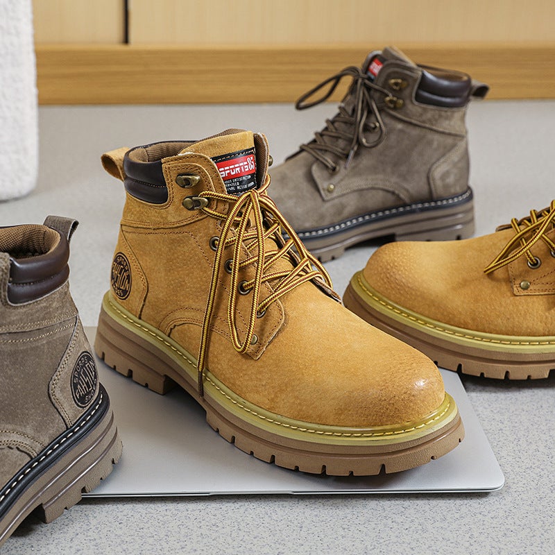 Martin Boots Thick-Soled Height-Increasing Lovers Outdoor Tooling Leather Boots British Fashion Street Retro Mid-Top Trendy Shoes - Image 2