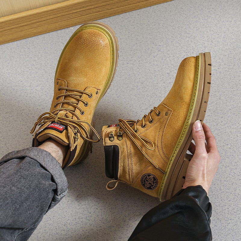 Martin Boots Thick-Soled Height-Increasing Lovers Outdoor Tooling Leather Boots British Fashion Street Retro Mid-Top Trendy Shoes - Image 4