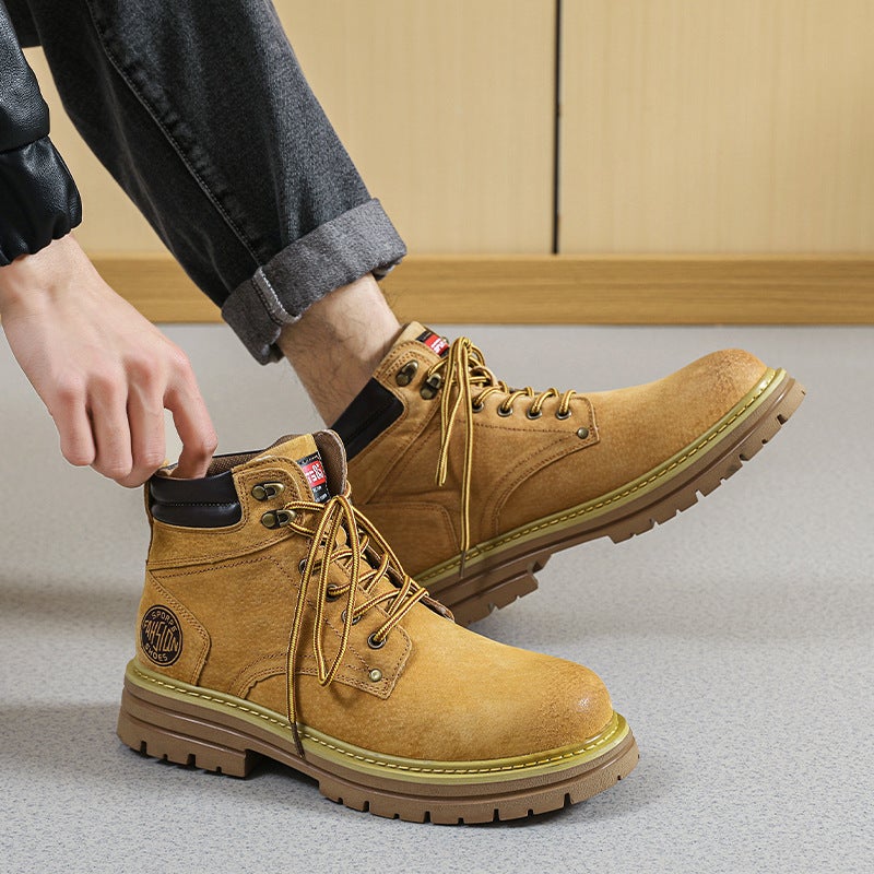 Martin Boots Thick-Soled Height-Increasing Lovers Outdoor Tooling Leather Boots British Fashion Street Retro Mid-Top Trendy Shoes - Image 3