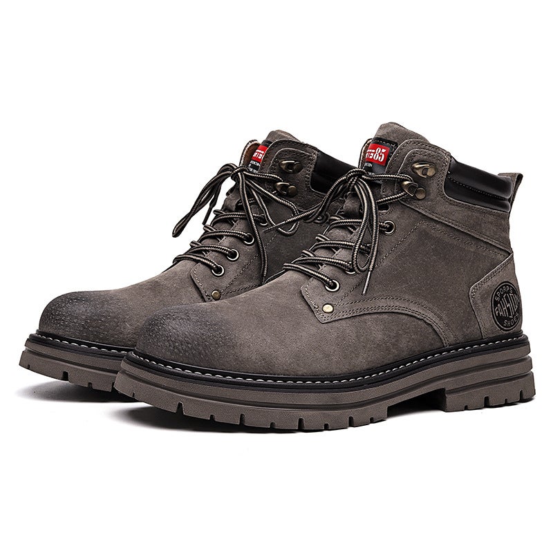 Martin Boots Thick-Soled Height-Increasing Lovers Outdoor Tooling Leather Boots British Fashion Street Retro Mid-Top Trendy Shoes - Image 1