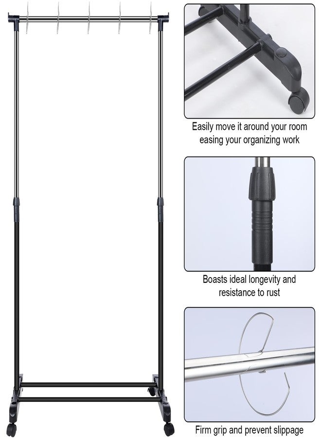 Fuyoooo Adjustable Pocket Chart Stand Stainless Steel Expandable Chart Stand with Casters Rolling Anchor Holder with 5 Rings for Classroom Home Educational Tools, Adjustable to 63 Inch(Black) - Image 3