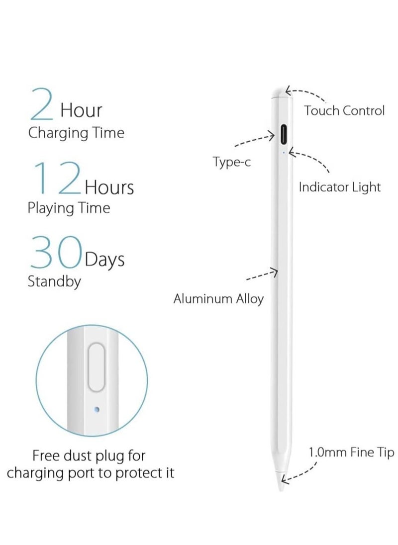 Stylus Pen for Apple iPad, Pencil Styluses Compatible with iPad 2/3/4/5/6/7/8/9/10 Generation Pro 9.7/10.5/11/12.9 Air 1/2/3/4/5 Mini 1/2/3/4/5/6 Alternative Drawing Smart Stylist for Touch Screens