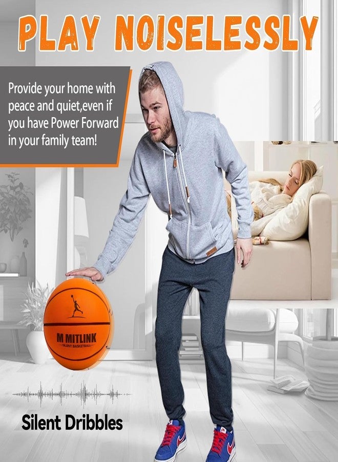 M MITLINK Silent Basketball Dribbling Indoor, Foam Silent Basketball Indoor Training Higher Bounce Noiseless Quiet Ball for Quiet Dribbling Gift for Youth (Tangerine) - Image 2