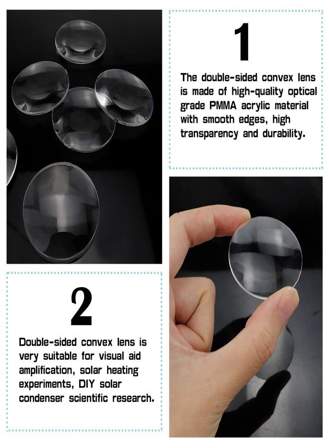 YOLUFER 20Pcs Optical 3D Magnifying Lenses Biconvex Lens Magnifier 40.6mm Optical Plastic PMMA Lens for Magnification - Image 3