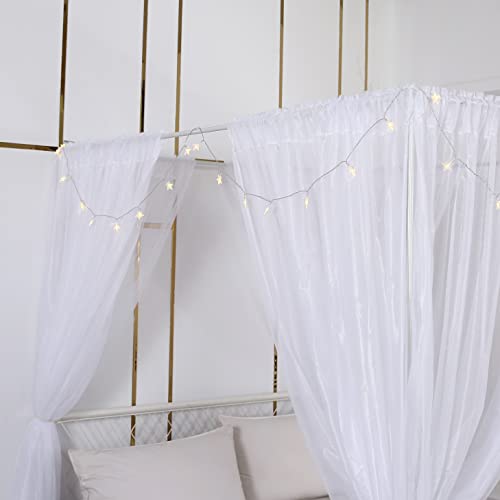 Akiky Princess Canopy Bed Curtains Set with Star Light Sheer Curtain for King Size Bed,8 Panels Canopies (King, White) - Image 2