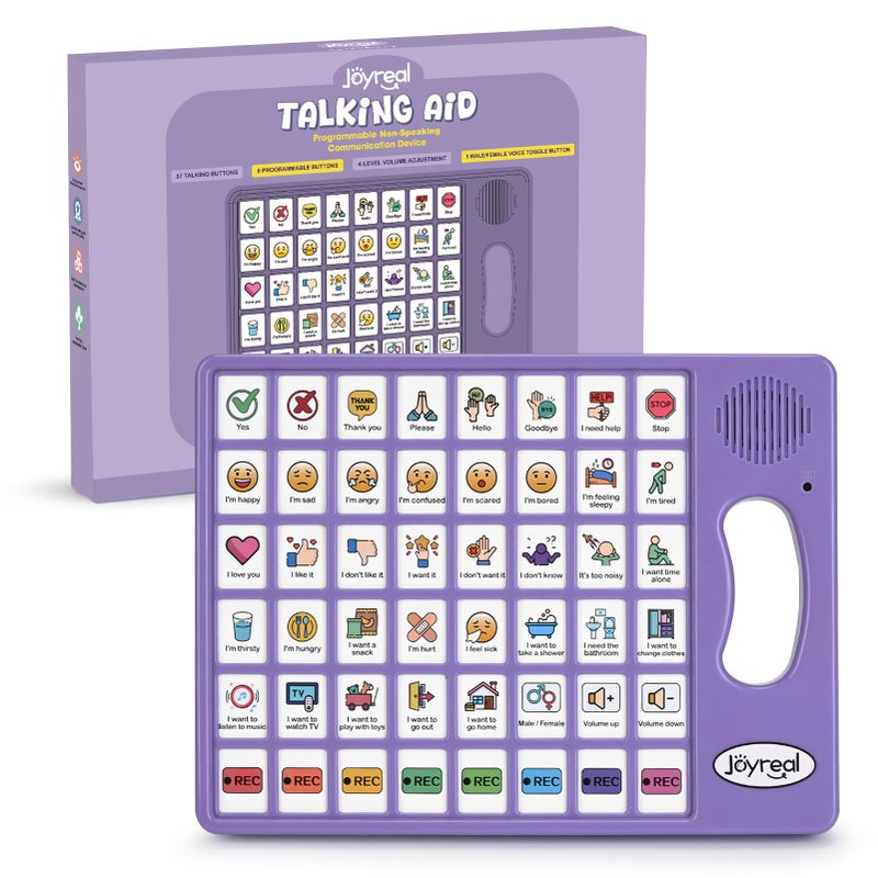 Joyreal AAC Device for Autism, Non Verbal Communication Tools for Speech Therapy & Stroke Rehab. Communication Tablet, Autism Talking Aids with 8 Programmable Buttons & Adjustable Volume (Purple) - Image 1
