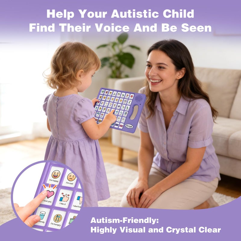 Joyreal AAC Device for Autism, Non Verbal Communication Tools for Speech Therapy & Stroke Rehab. Communication Tablet, Autism Talking Aids with 8 Programmable Buttons & Adjustable Volume (Purple) - Image 5