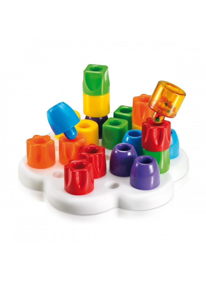 Quercetti Geokid Daisy Maxi - 21 Piece Beginning Stacking & Sorting Pegboard for Ages 1 and Up (Made in Italy) - Image 2