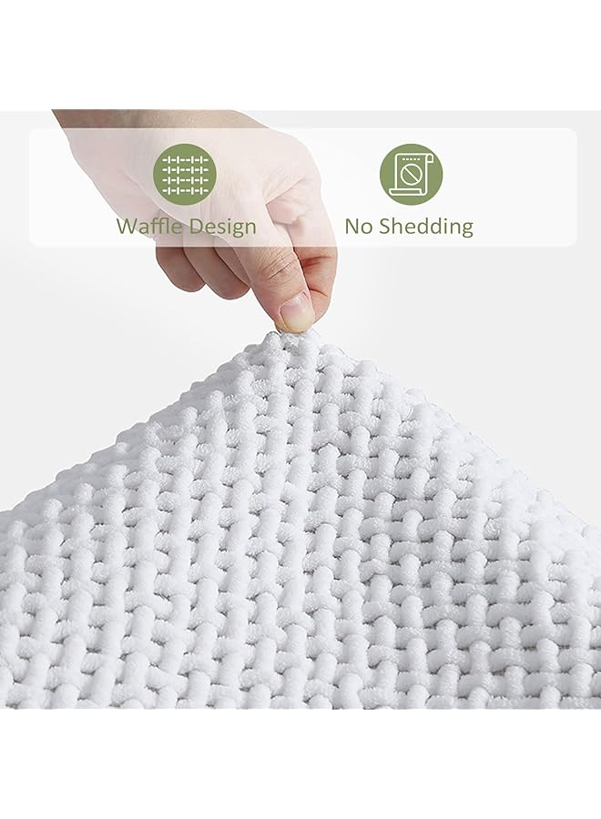 موسيسو سجاد حمام من الشنيل مقاس 20 بوصة × 32 بوصة، سجادة حمام ناعمة للغاية وممتصة للماء، سجادة حمام وافل لأرضية الحمام وحوض الاستحمام وحوض الاستحمام، بيضاء - Image 4