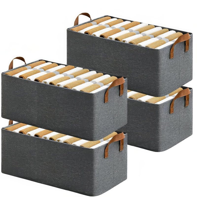 TechSrmaji TechSrmaji Clothes Organizer for Wardrobe with Metal Frame Storage Clothing Baskets Cloth Organisers NonWoven Fabric Storage Organizer with Handles Fabric Storage Box Pack of 2 - Image 1