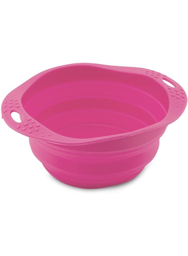 Beco Travel Bowl - Collapsable Silicone Food and Water Bowl for Dogs - M - Pink - Image 1