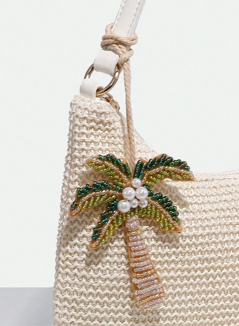 Saudi National Day Palm Tree Keychain – Elegantly handcrafted with shiny and colorful beads, this keychain adds a distinctive touch to your bag or keys. Comes with a convenient strap for easy carrying and everyday use. Can be used as a keychain, bag accessory, or car charm. - Image 3