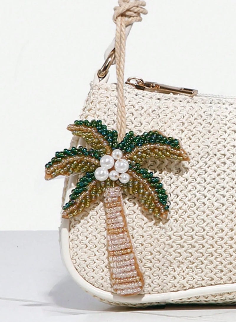 Saudi National Day Palm Tree Keychain – Elegantly handcrafted with shiny and colorful beads, this keychain adds a distinctive touch to your bag or keys. Comes with a convenient strap for easy carrying and everyday use. Can be used as a keychain, bag accessory, or car charm. - Image 1