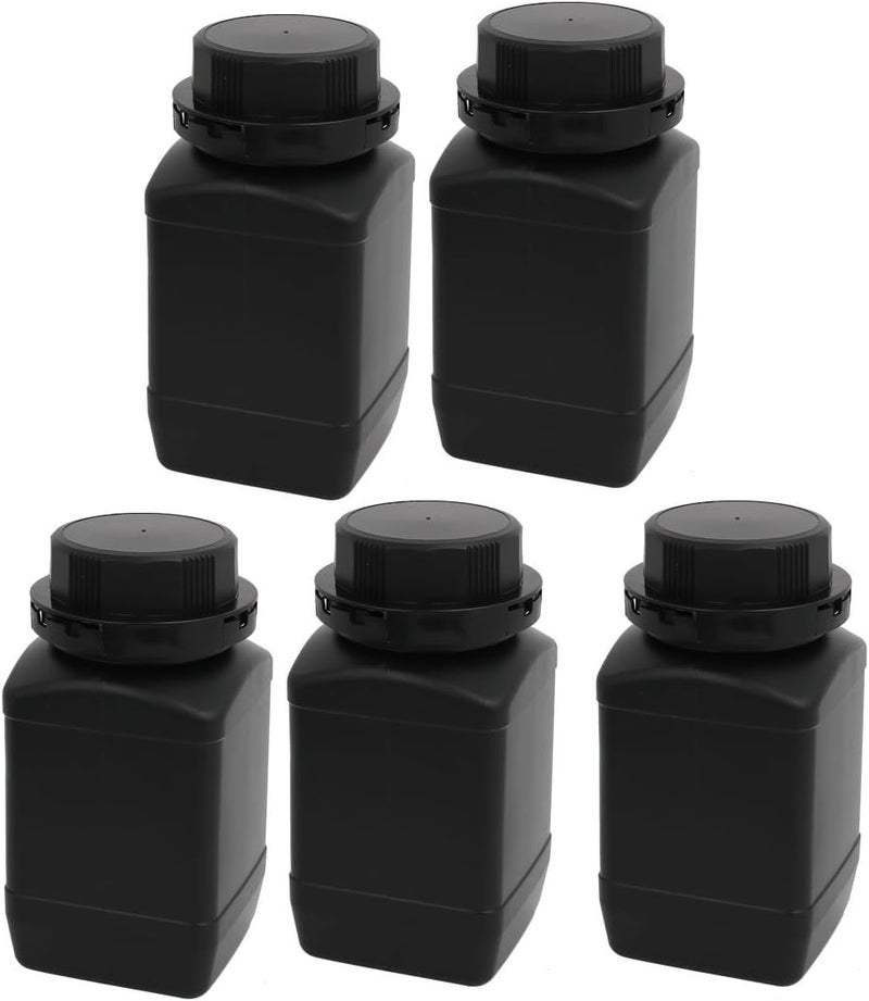 Aexit 5pcs 500ml Gauge HDPE Plastic Wide Mouth Sealed Liquid Storage Bottle Container Black - Image 1