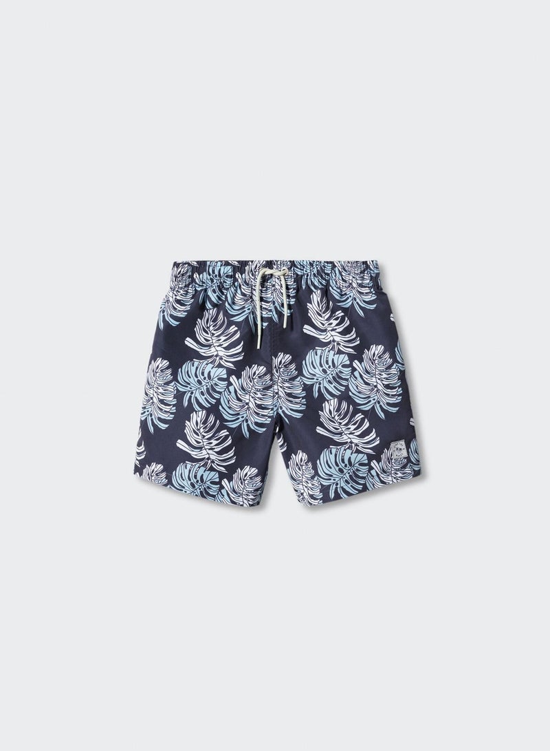 Kids Leaf Print Swim Shorts