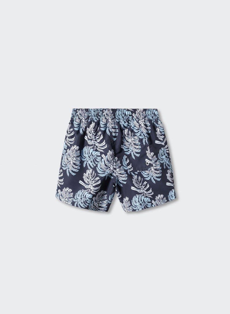 Kids Leaf Print Swim Shorts