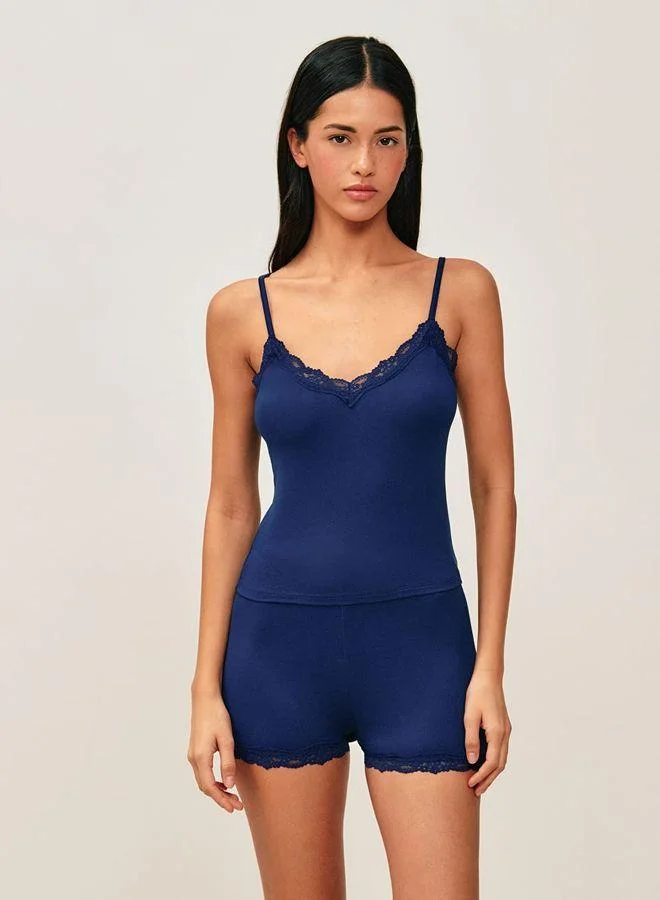 Undiz Tank top and jersey shorts with lace