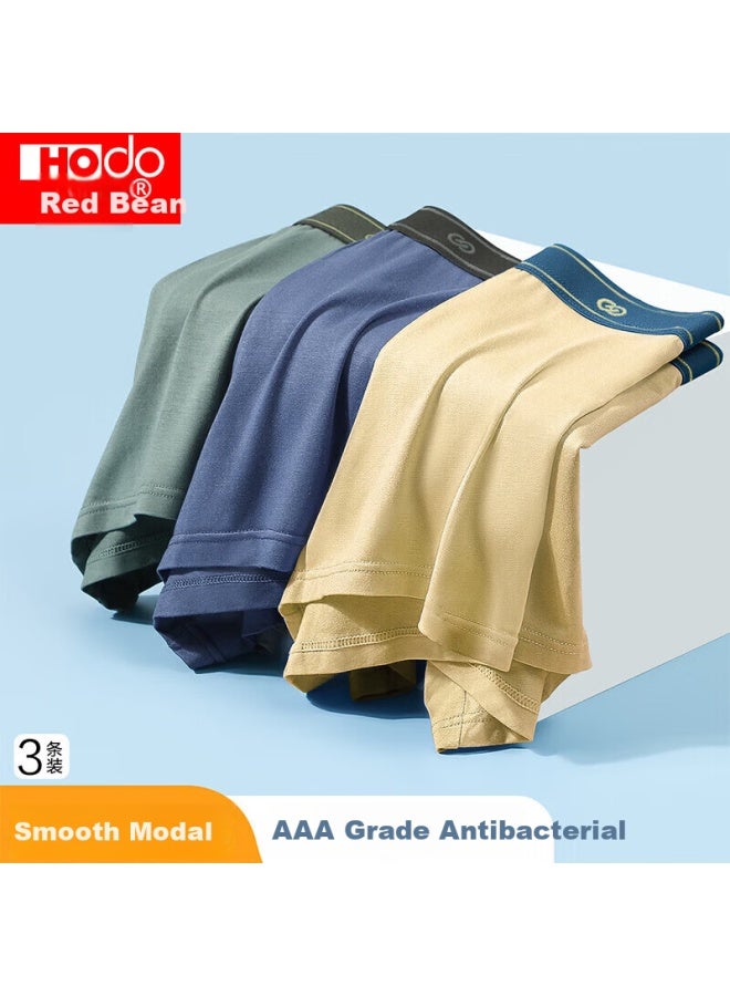 Hongdou Men's Cotton Antibacterial Modal Smooth Breathable Boxer Briefs 3-pack Set Two 175 - Image 2