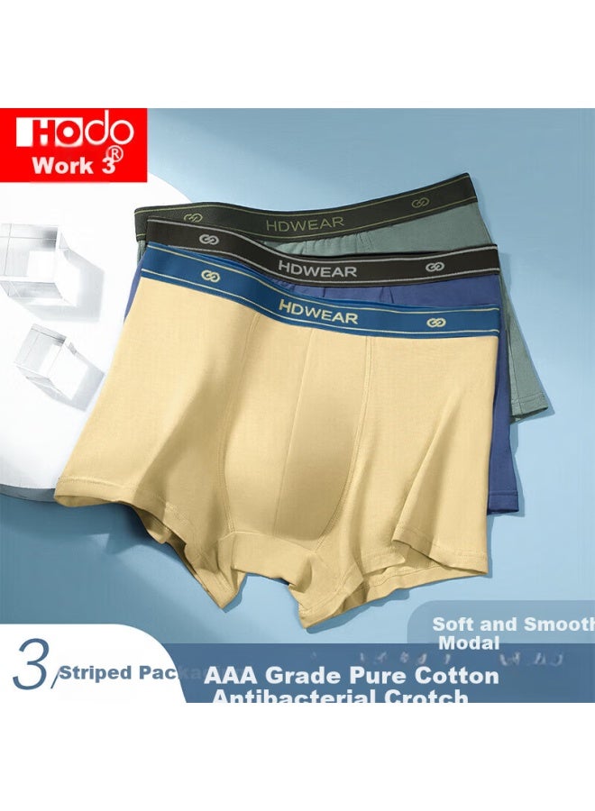 Hongdou Men's Cotton Antibacterial Modal Smooth Breathable Boxer Briefs 3-pack Set Two 175 - Image 1