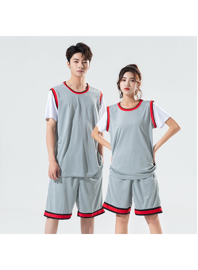 Women's Basketball Uniform Set, Short-sleeved Fake Two-piece Basketball Jersey, Uni Sports Class Uniform For High School Entrance Exam, Team Hooded Camouflage Quick-drying
