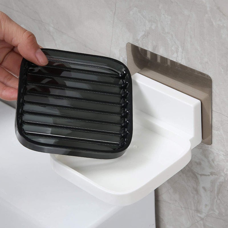 Yinikiz Yinikiz Wall Mount Bathroom Soap Holder with Adhesive Sticker Black  - Image 3