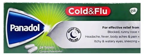 Panadol Cold & Flu Caplets 24’s (Green) (Relief from Cold, Flu, Fever & Body Aches)