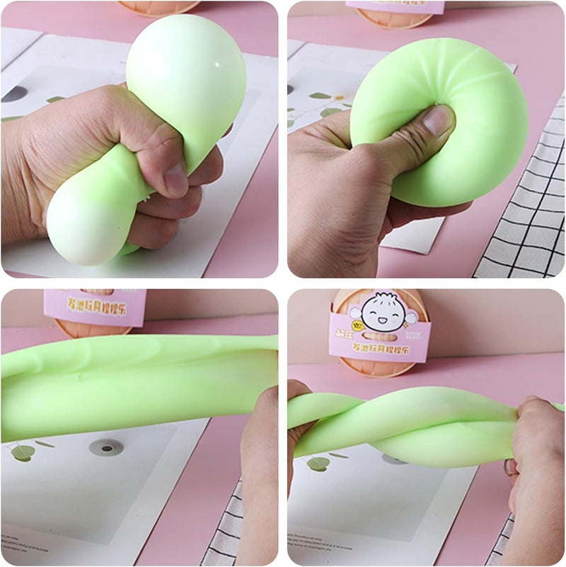 MEIEST 5 PCS Colorful Dumpling Squishy Stress Balls Fidget Sensory Toy,Squeeze Dough Ball Stress Relief Hand Toy,Anti-Anxiety Bun with Food Steamer Stretchy Desk Toys - Image 4