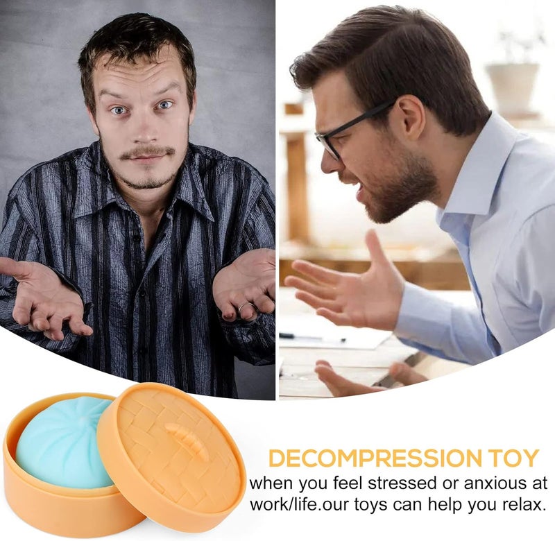 MEIEST 5 PCS Colorful Dumpling Squishy Stress Balls Fidget Sensory Toy,Squeeze Dough Ball Stress Relief Hand Toy,Anti-Anxiety Bun with Food Steamer Stretchy Desk Toys - Image 5