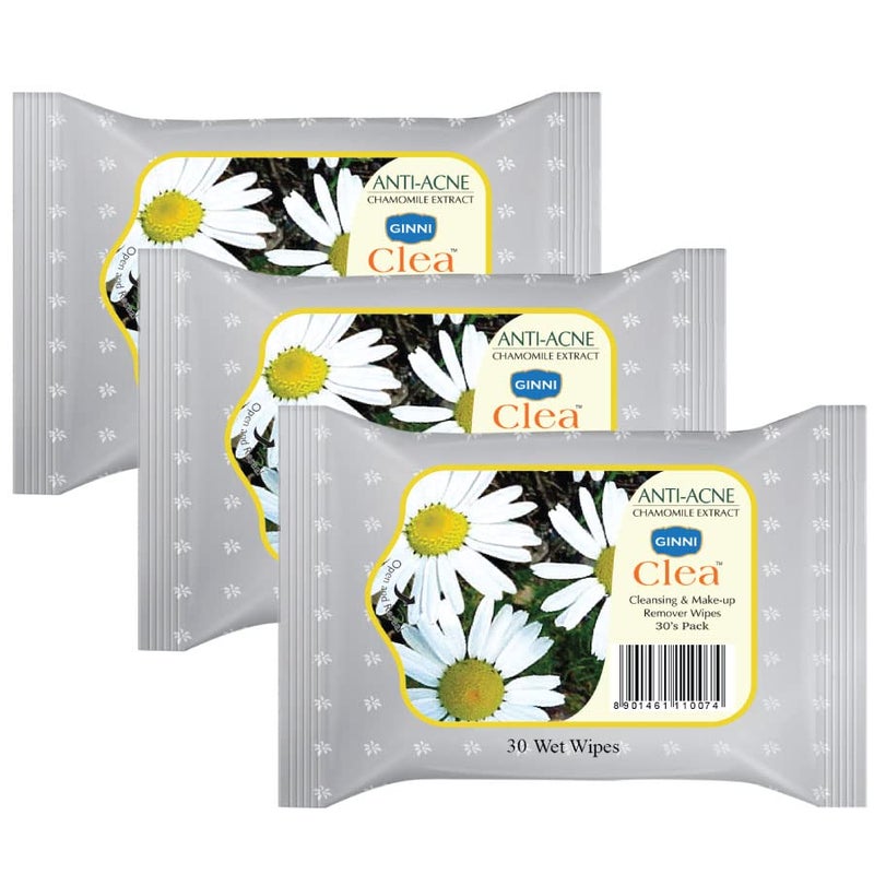 GINNI مناديل جييني كليا المبللة لإزالة المكياج 90 منديل مبلل للوجه مرطب مضاد لحب الشباب - Image 1