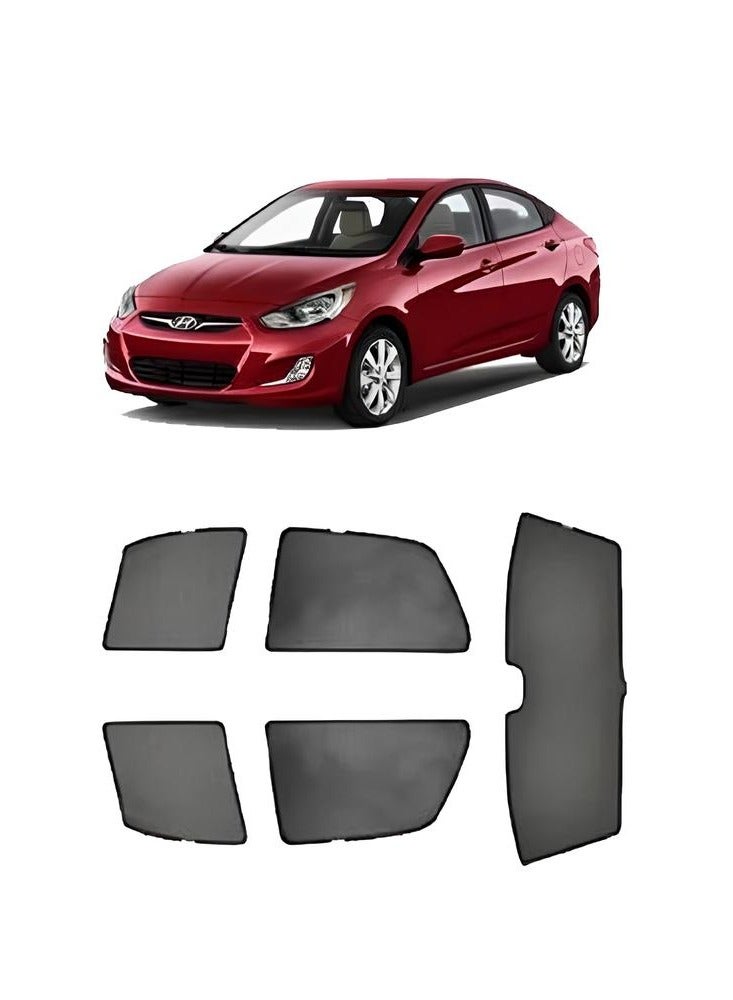 Hyundai Accent Window Sunshade 2011 - 2017 Car Side Curtains Heat Insulation Black Perforated Easy Install Set - Image 1