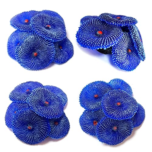 OrgMemory 4Pcs Artificial Coral, Faux Coral Ornaments, Aquarium Decorations for Fish Tank Aquarium, Fish Cave Hideout Decoration Landscape (Blue) - Image 1
