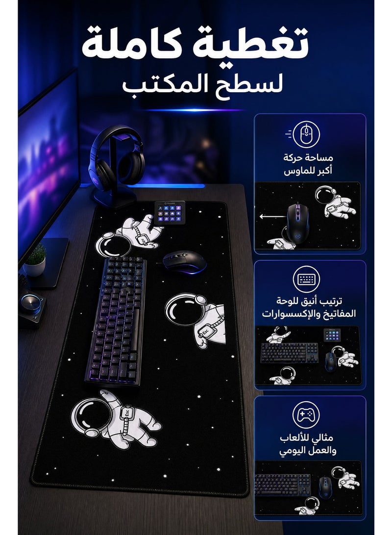 ميا لوحة ماوس كبيرة الحجم للألعاب 120 × 60 سم، مقاس XXXL، تغطي مساحة مكتب كاملة، قاعدة مطاطية مانعة للانزلاق، لوحة مفاتيح كبيرة بحواف مخيطة، مقاومة للماء، مثالية للألعاب (أسود فضائي). - Image 4