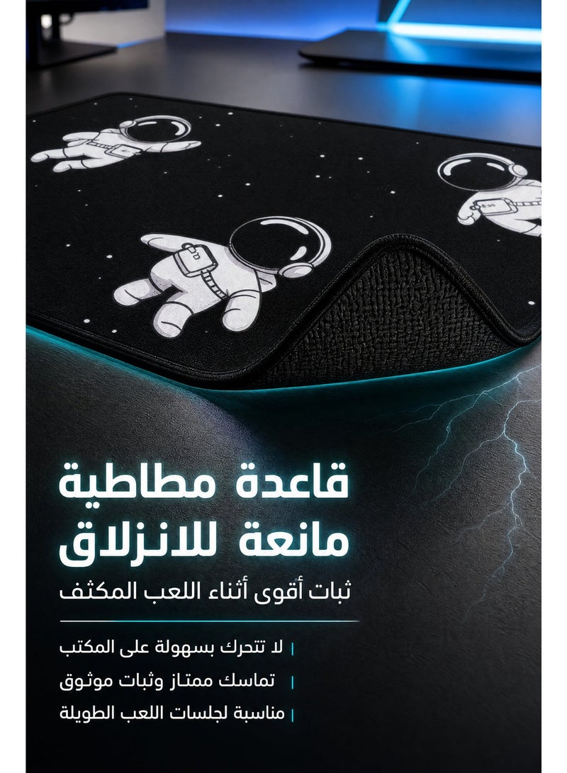 ميا لوحة ماوس كبيرة الحجم للألعاب 120 × 60 سم، مقاس XXXL، تغطي مساحة مكتب كاملة، قاعدة مطاطية مانعة للانزلاق، لوحة مفاتيح كبيرة بحواف مخيطة، مقاومة للماء، مثالية للألعاب (أسود فضائي). - Image 5