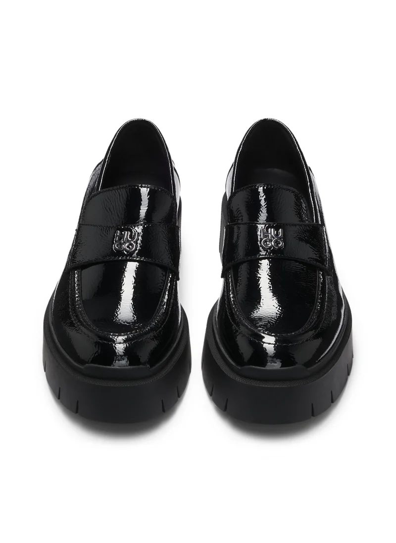 HUGO Chunky-sole loafers in leather with stacked-logo trim